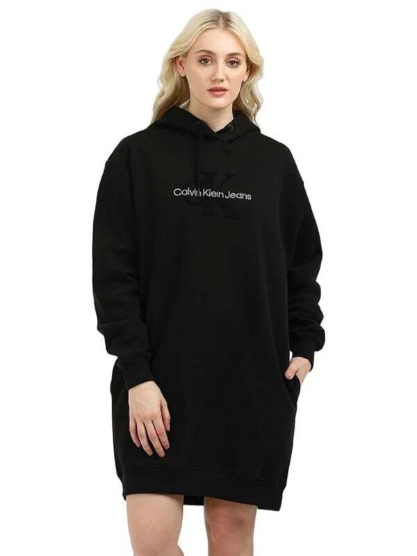 Calvin Klein Jeans Cotton Hooded Neck Sweatshirt Dress