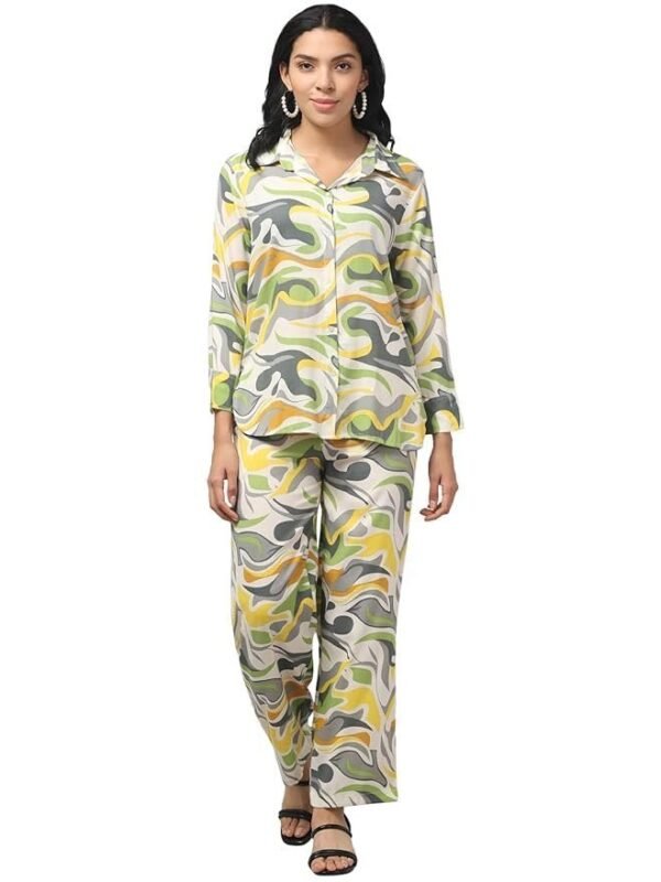 ZUVINO Cord Set For Women In Cotton || Stylish Co Ord Set For Women || Relaxed Fit Shirt & Wide-Leg Pants || Soft & Breathable.