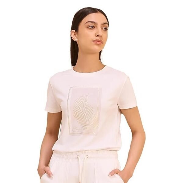 Alonge Women's Regular Fit Foil Graphic Tee