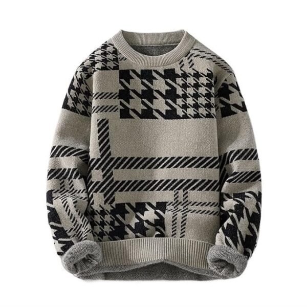 Psampa Long sleeve shirt Men's Knitting Pullover Chest Printing Thick Women's Warm Sweater Winter Plaid Sweater