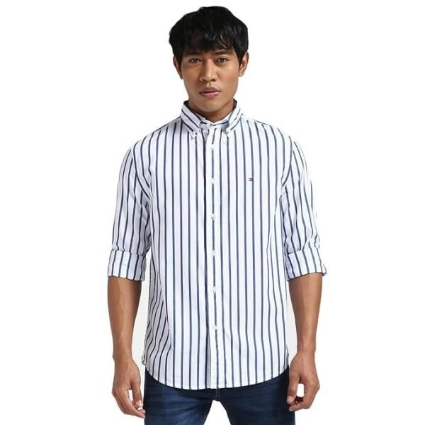 Tommy Hilfiger Men's Cotton Striped Regular Fit Shirt