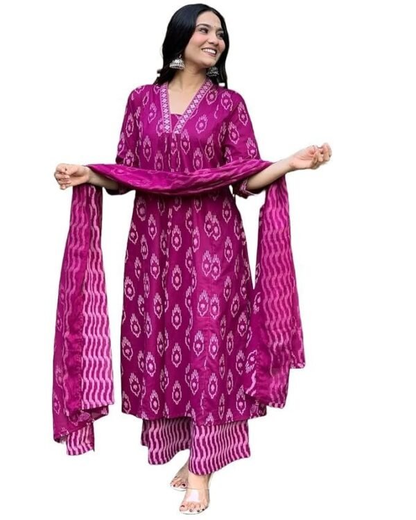 Alvami Women Anarkali Kurta and Pant Set with Dupatta