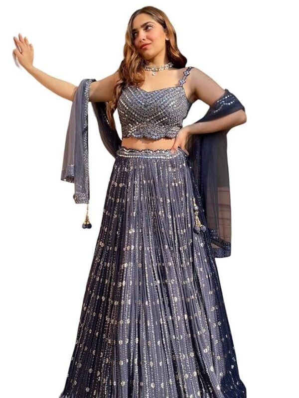 Zeel Clothing Women's Georgette Lehenga Choli Semi Stitched