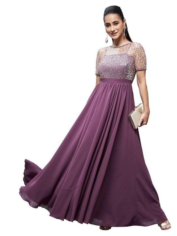 Miss Chase Women's Relaxed Fit Georgette & Sequins Maxi Dress