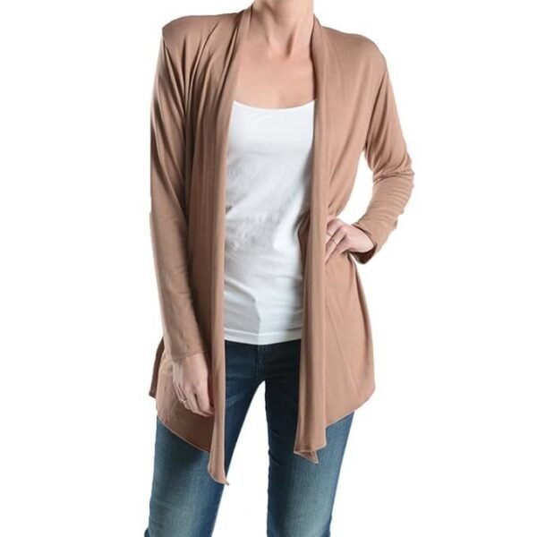 Azules Women's Rayon Span Open Front Drape Cardigan