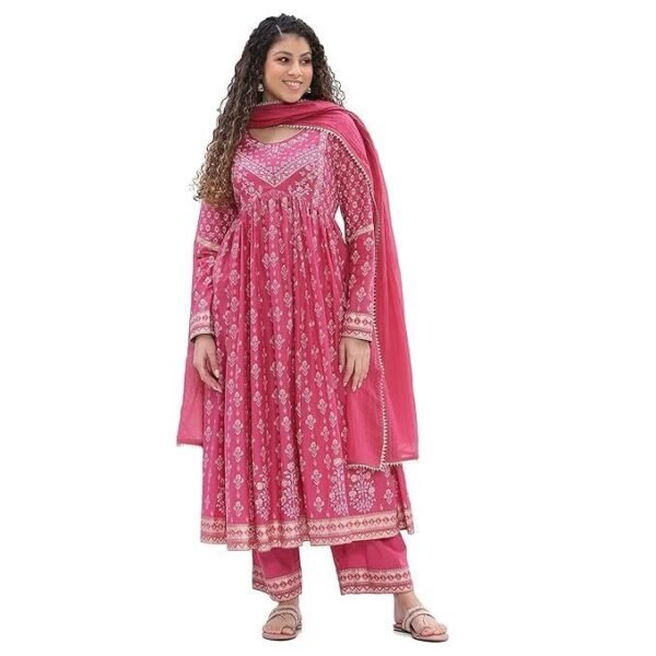 BIBA Women Cotton Printed Anarkali Suit Set