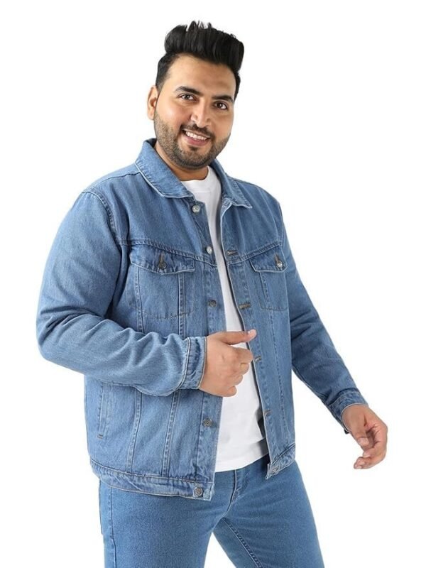 Urbano Plus Men's Regular Fit Washed Full Sleeve Denim Jacket