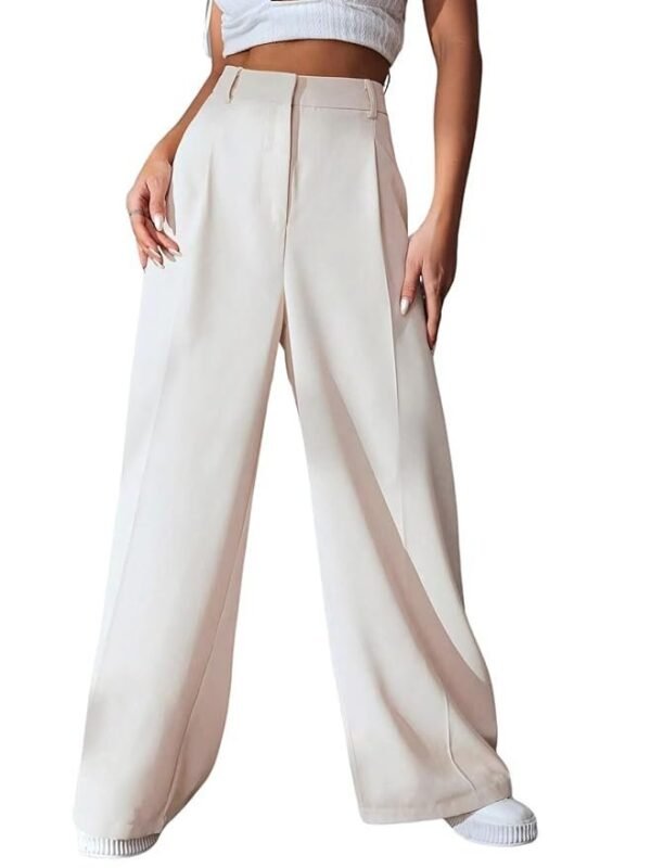 GRECIILOOKS Women High Rise High Waist Trousers Flared Korean Style Formal Pants| Elegant Workwear for Office, College & Events