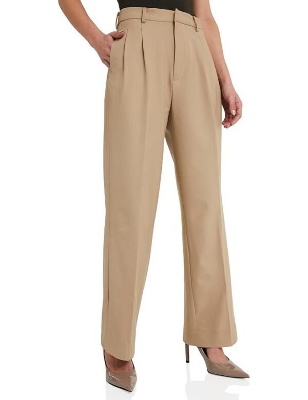 Amazon Brand - Symbol Women's Wide Leg Formal Trouser (High Rise | Ankle Length |Formal Pants | Office Wear | Available in Plus Size)
