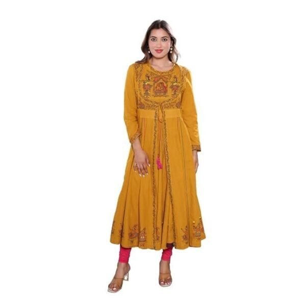 APPAREL & DESIGN Handcrafted Cotton Kurti with Traditional Madhubani Painting Ethnic Red Kurta for Women