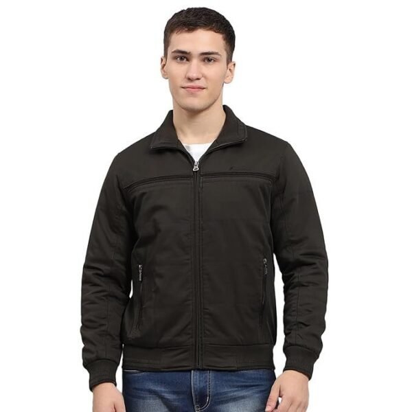 Monte Carlo Mens Solid Collared Neck Full Sleeve Jacket