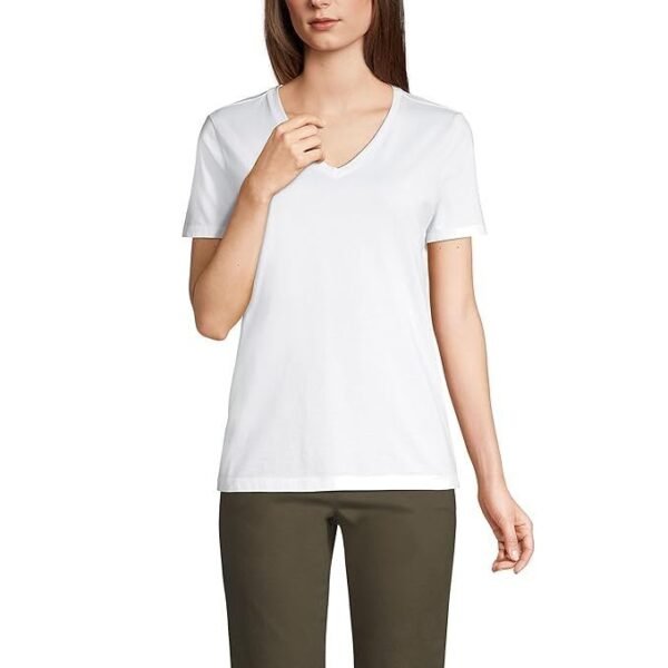 Lands' End Women's Relaxed Supima Cotton Short Sleeve V-Neck T-Shirt