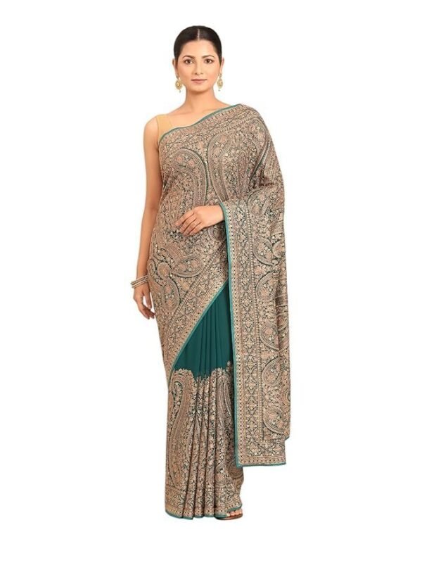 MOHEY Women's Georgette Embroidered|Stone Work|Zari Saree