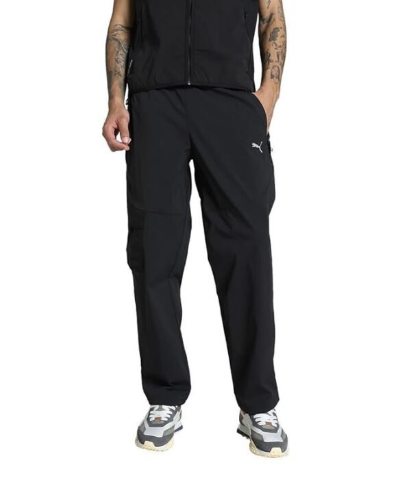 Puma Men Mid Rise, Relaxed Cargo Pants, Black, XL,