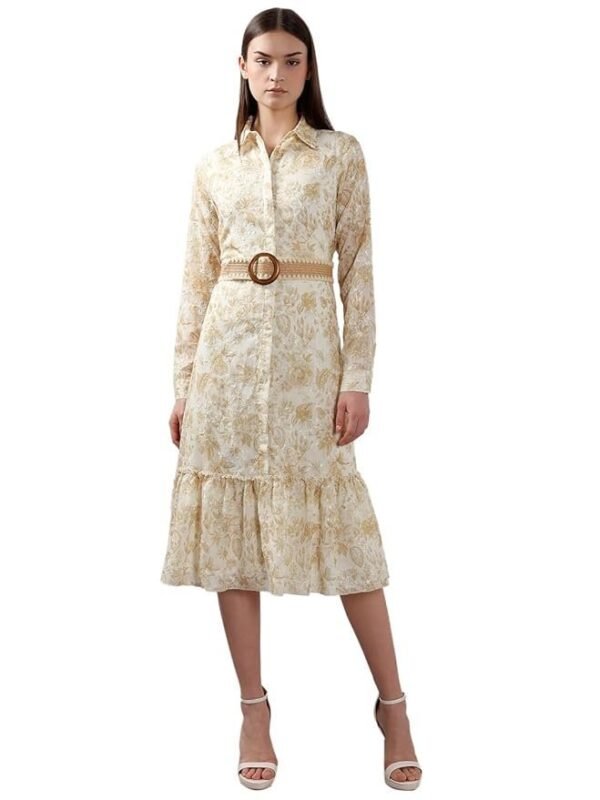 VERO MODA Women's Polyester Fit and Flare Maxi Dress