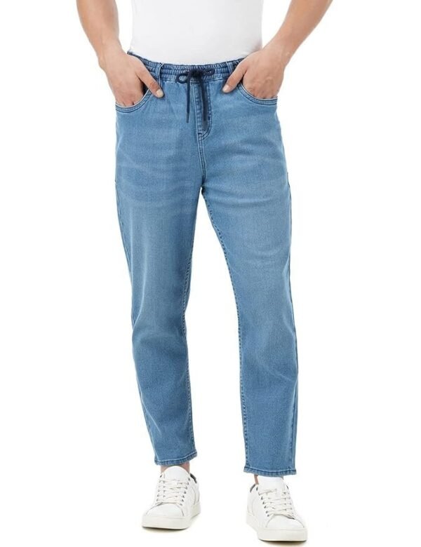 INKD Men's Jogger Jeans - Mid-Rise | Cotton Blend | Stretchable Fabric| Elasticated Waistband | Classic 5 Pocket Styling | Jeans for Men